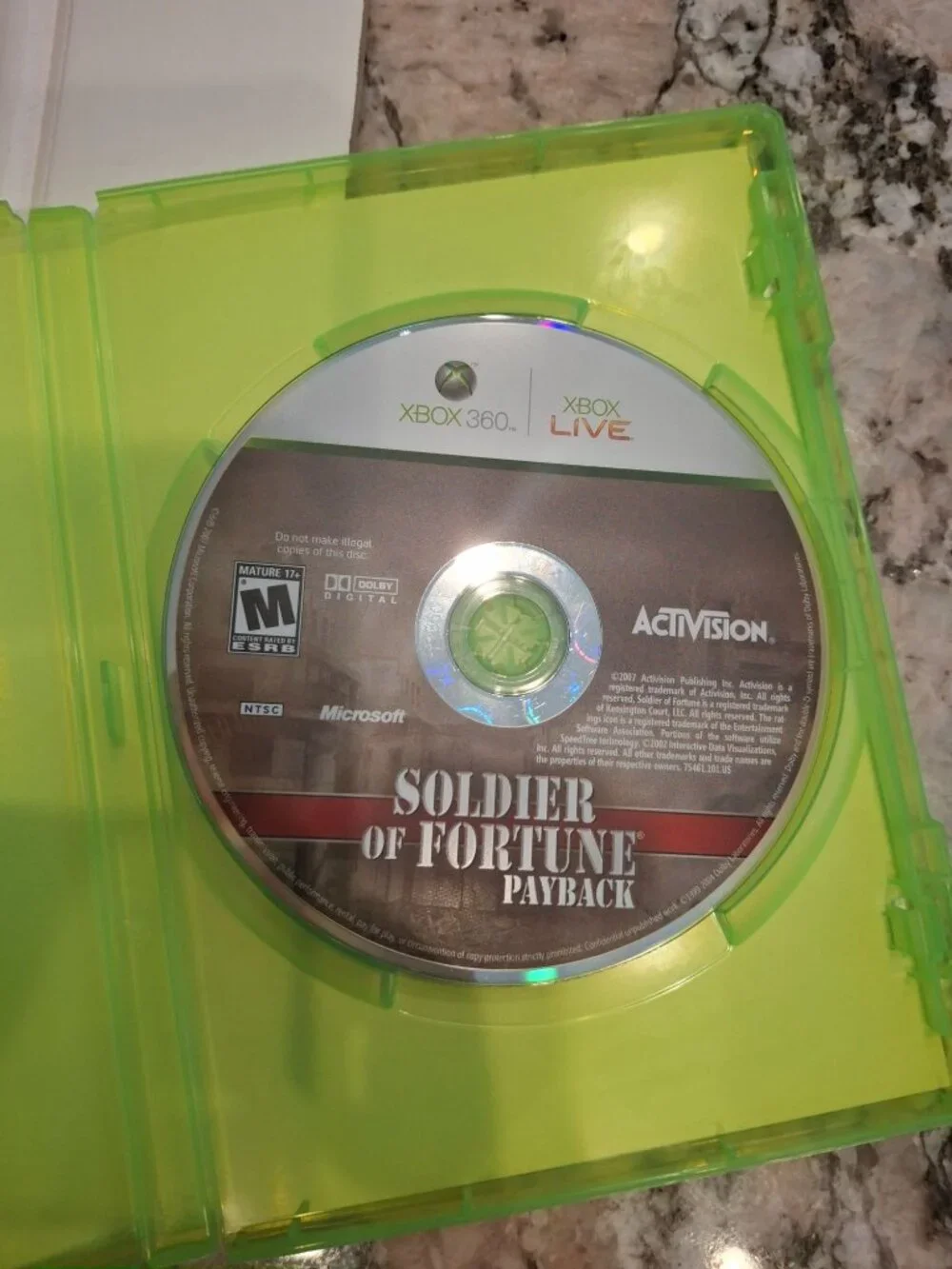 Soldier of Fortune Payback Xbox 360 2007 Activision FPS Shooter Mature